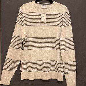 Old Navy Crew Neck Sweater, Gray, Dark Blue Striped, Size S